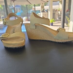 NEW Papillio Soley By Birkenstock Cream Wedge Sandals